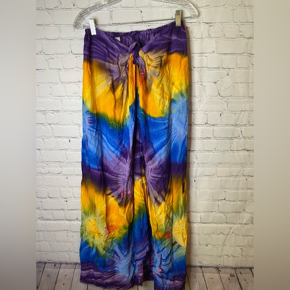 Island Style wrap tie dye bright colors. One size
